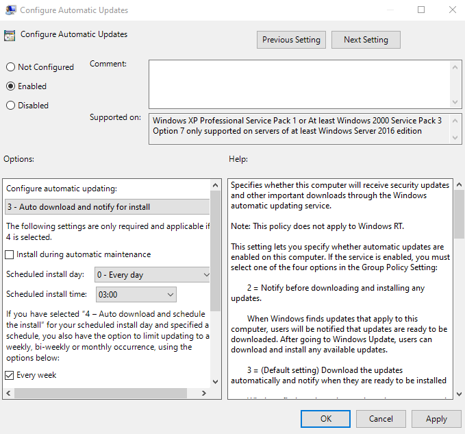 Configure Automatic Updates on Windows Server 2022