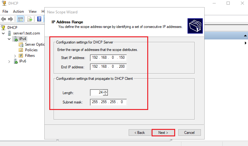 Install and configure DHCP