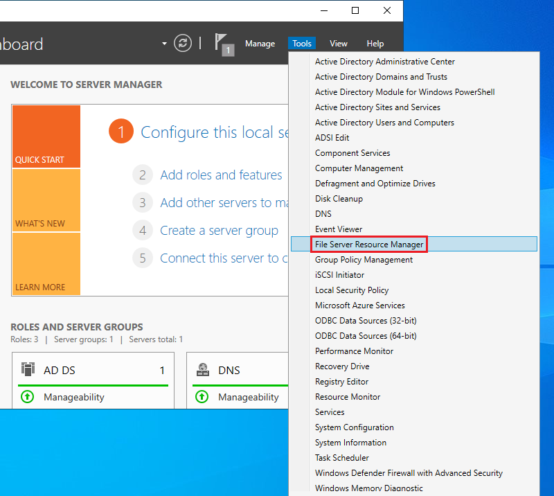 Configure quota to a shared folder on Windows Server 2022