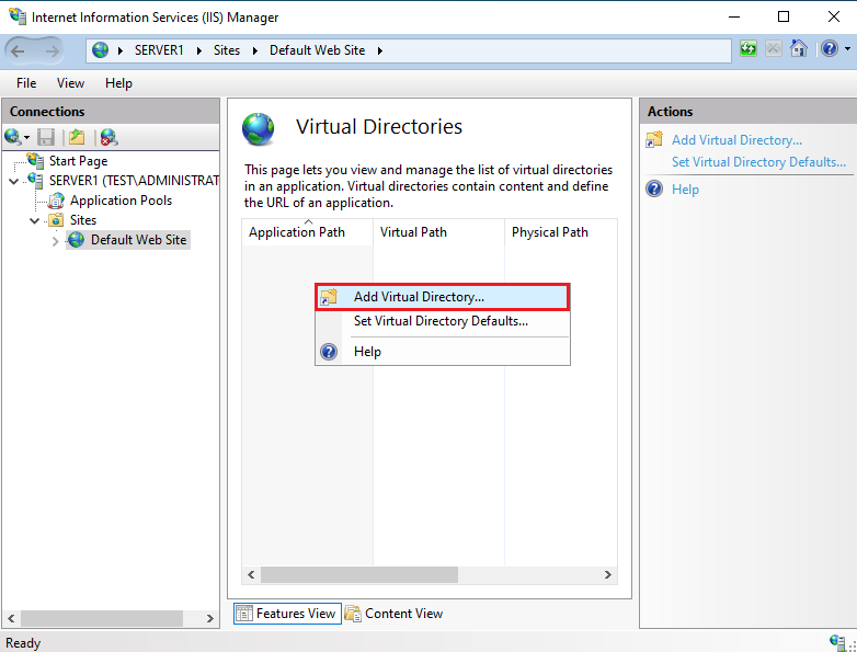 Configure Virtual Directory on IIS - Windows Server 2022