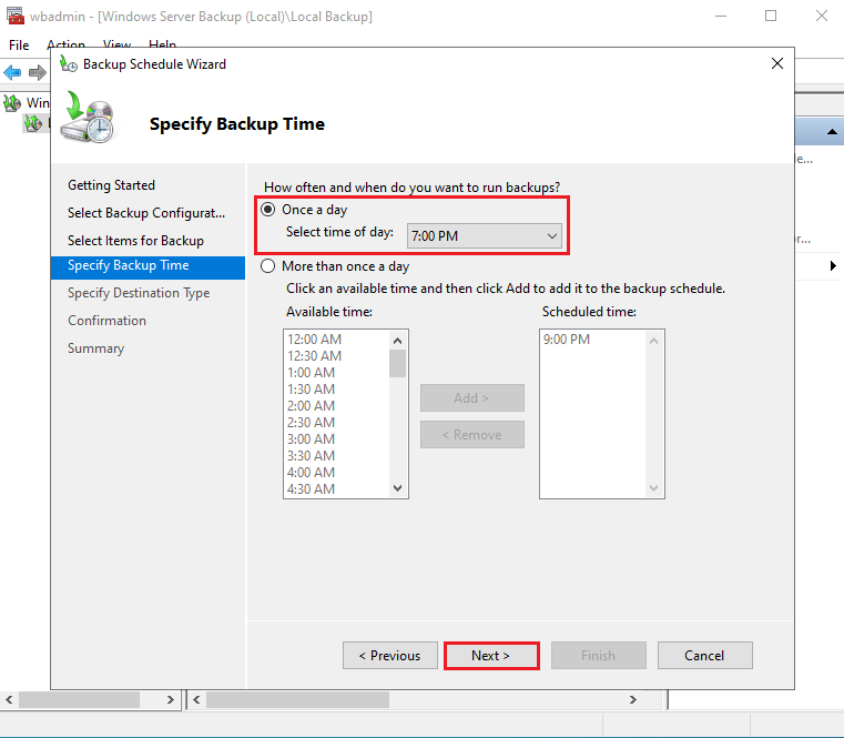 Schedule Windows Server Backup to a remote shared folder