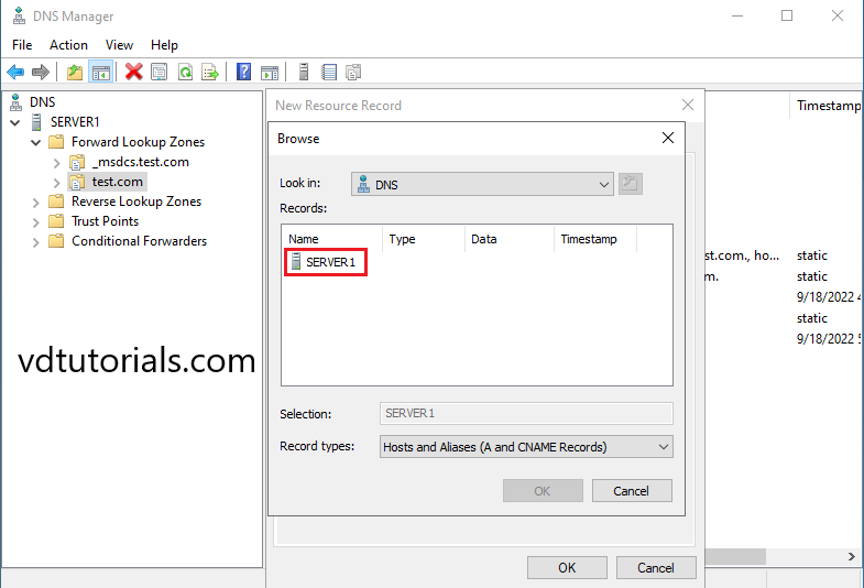 Create DNS CNAME Record on Windows Server 2022