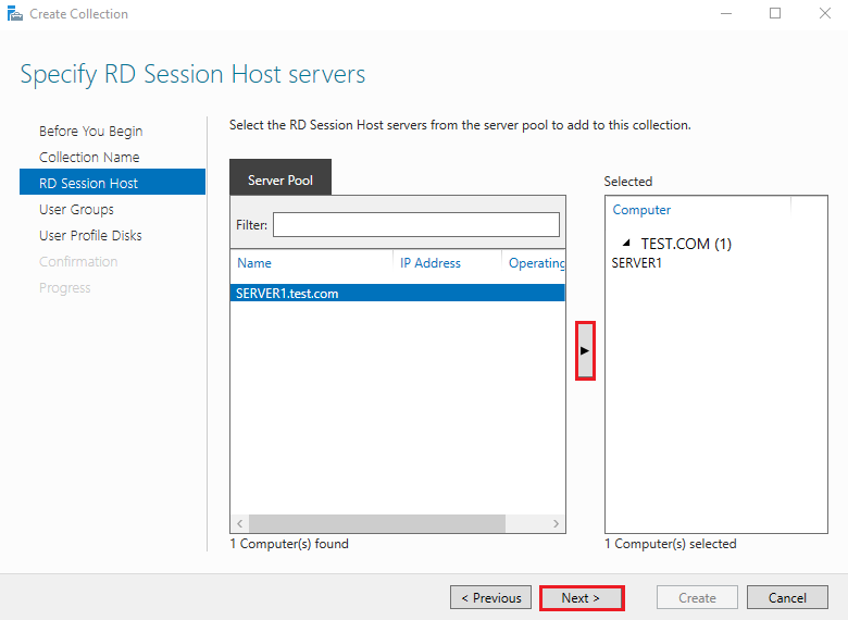 Create Session Collection on Remote Desktop Services - Windows Server 2022