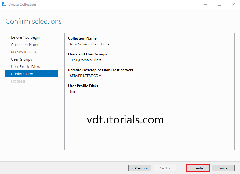 Create Session Collection on Remote Desktop Services - Windows Server 2022