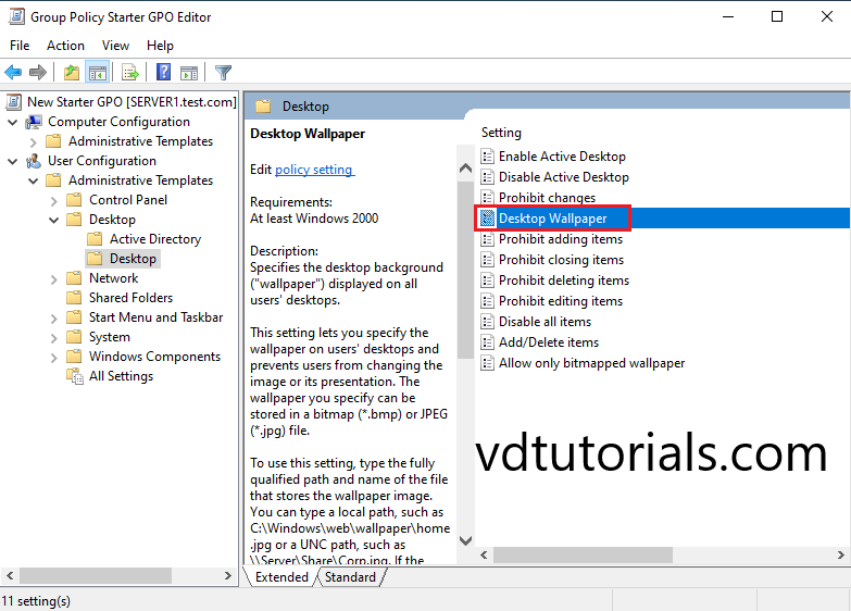 Set Wallpaper for windows client via Group Policy in Windows Server 2022