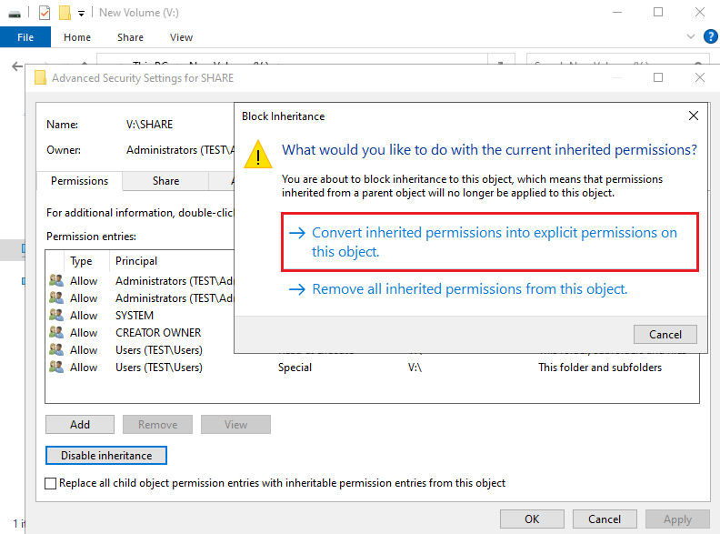 Configure permissions on a shared folder - Windows Server 2022
